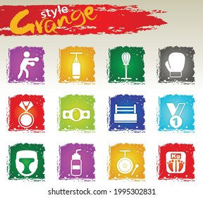 pugilism icon set for your design. Grange icons style