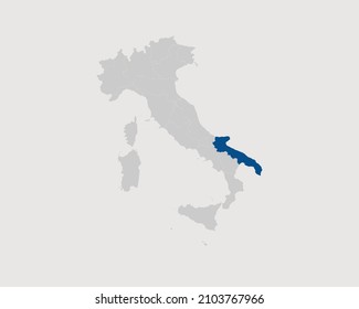 Puglia Highlighted on Italy Map Eps 10