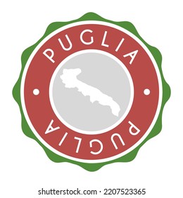 Puglia, Italy Badge Map Vector Seal Vector Sign. National Symbol Country Stamp Design Icon Label. 