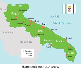 Ilustración vectorial Mapa de Apulia en Italia