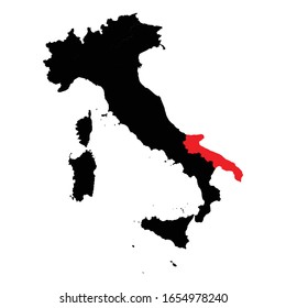 Puglia Province Highlighted On Italy Map Vector EPS 10