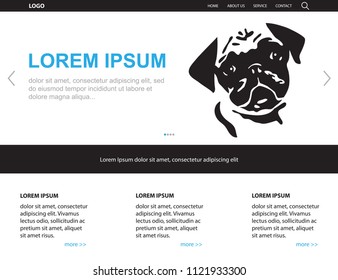 pugs dog, simple illustrative web page template