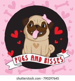 Pugs and kisses pink