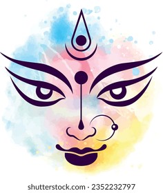 puja Durga. llustration of goddess durga face for indian festival desshra background. creative vector for shubh navratri or durga puja celebration