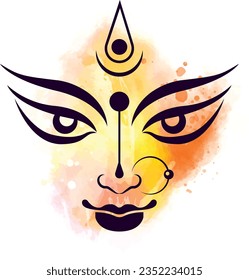 Ilustración de la cara de la diosa durga para el fondo del festival indio desshra. vector creativo para la celebración de shubh navratri o durga puja