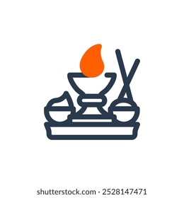 Puja Thali por Ícone de Vetor de Celebração do Diwali
