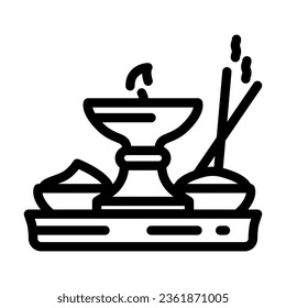 puja thali line icon vector. puja thali sign. isolated contour symbol black illustration