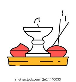 puja thali line icon vector. puja thali sign. isolated symbol illustration