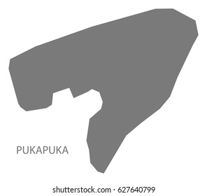 Pukapuka Cook Islands Map grey illustration silhouette