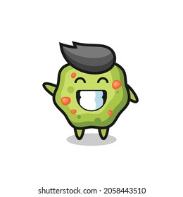 puke cartoon character doing wave hand gesture , cute style design for t shirt, sticker, logo element
