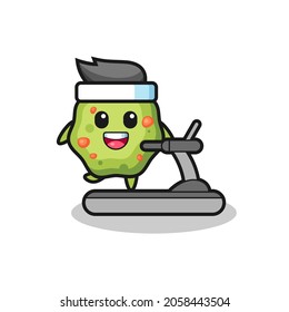 puke cartoon character walking on the treadmill , cute style design for t shirt, sticker, logo element