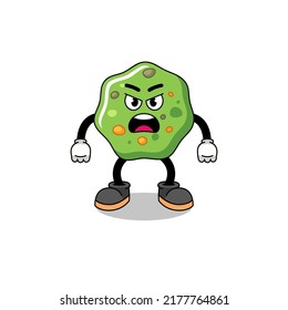 puke cartoon illustration with angry expression , character design