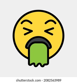 Puke emoji icon vector illustration in filled line style, use for website mobile app presentation