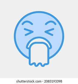 Puke Emoji Icon Vector Illustration In Blue Style, Use For Website Mobile App Presentation