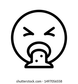 Puke Expression Icon With Outline Style And 64 Px Base. Suitable For Website Design, Logo, App And Ui.