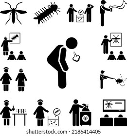 Puke, Mann, Erbrechen Symbol in einer Sammlung mit anderen Artikeln