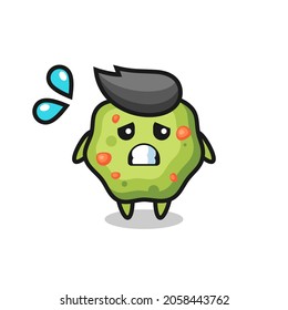 personaje de la mascota puke con gesto de miedo, diseño de estilo lindo para camiseta, pegatina, elemento logo
