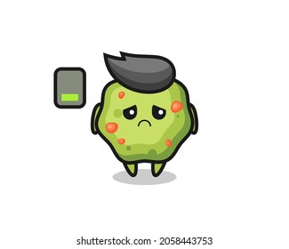 personaje de la mascota de puke haciendo un gesto cansado , diseño de estilo lindo para camiseta, pegatina, elemento logo