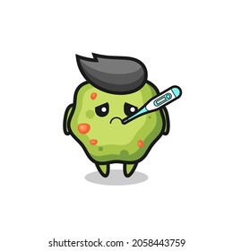 puke mascot character with fever condition , cute style design for t shirt, sticker, logo element
