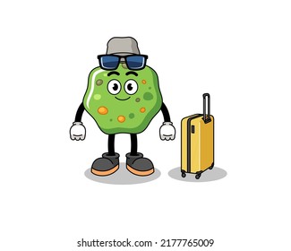 puke mascot doing vacation , character design
