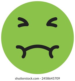 puke sickness face icon in flat style