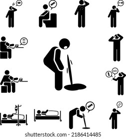 Puke, vomit, vomiting icon in a collection with other items