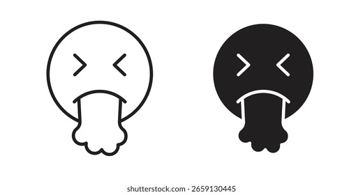 Puking Vector de icono de emoji editable. conjunto de Vectores negros