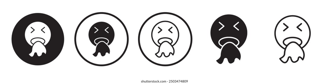 Conjunto de Vectores de ícono de línea de emoji de vómito.