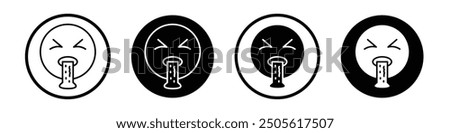 Puking emoji vector icon set black filled and outlined style.