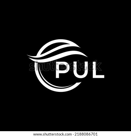 PUL letter logo design on black background. PUL creative circle logo. PUL initials  letter logo concept. PUL letter design.