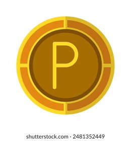 Icono de moneda Pula. Iconos planos de moneda en color dorado, símbolo del dinero de Botswana. Ilustraciones vectoriales.