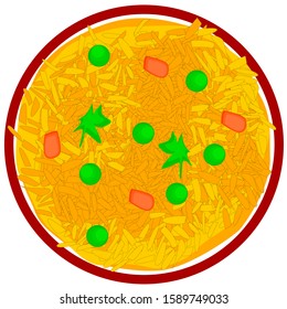 Pulao Rice or Biryani, Vegetable Pulav indian traditional Food in Vector.best for menu design,recipe card, posteror flyer