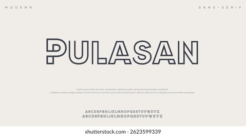 Pulasan mínimo moderno logotipo fontes alfabeto. Tipografia minimalista urbana sana serif digital fashion futuro criativo logos fontes. ilustração vetorial