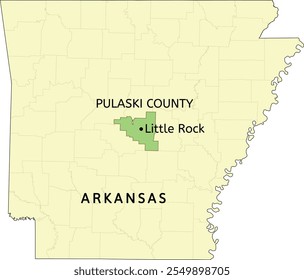 Pulaski County and city of Little Rock location on Arkansas state map