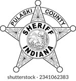 pulaski county Sheriff svg vector badge of Indiana State, line art file for cnc laser cutting, laser emgraving, cricut and others cutting machine