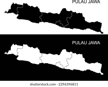 Pulau Jawa or Java Island BW Indonesia Maps svg
