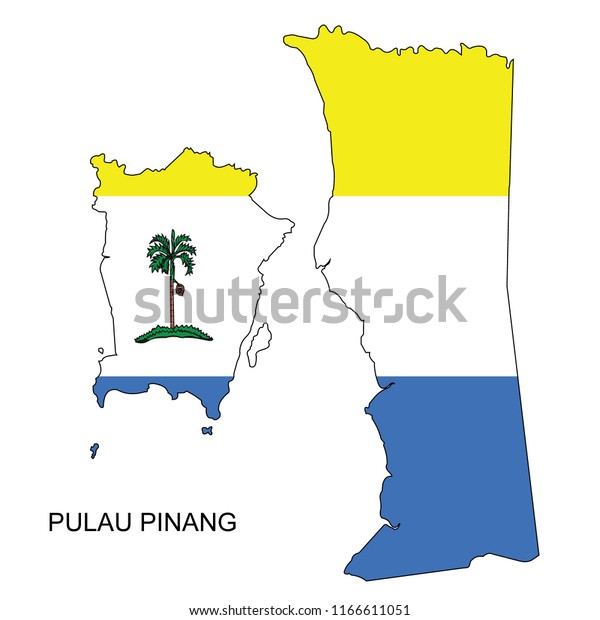 Pulau Pinang Flag Over Map Vector Stock Vector (Royalty Free) 1166611051