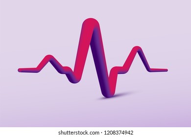 Pulce trace sign. Vector 3D medicine symbol