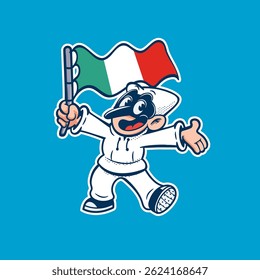 pulcinella cartoon retro character mascot traditional naples italy