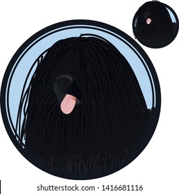 Puli dog head in circle