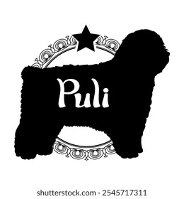 Puli perro silueta, perro, razas de perro, Vector, silueta, diseño de logotipo, animal, ilustración, icono, signo, negro, mascota