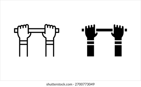 Pull-up-Bar-Umriss Symbolsatz für Kraft- und Fitnesstraining, Vektorgrafik auf weißem Hintergrund