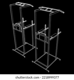 Pull Up Bar. Upper Body Workout, Bodybuilding Exercise. Home Gym Equipment, Sport Gear. Wireframe Low Poly Mesh Vector Illustration