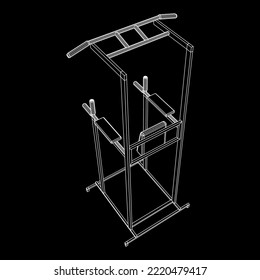 Pull Up Bar. Upper Body Workout, Bodybuilding Exercise. Home Gym Equipment, Sport Gear. Wireframe Low Poly Mesh Vector Illustration