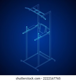 Pull Up Bar. Upper Body Workout, Bodybuilding Exercise. Home Gym Equipment, Sport Gear. Wireframe Low Poly Mesh Vector Illustration