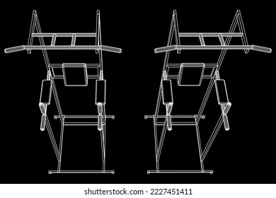 Pull up bar. Upper body workout, bodybuilding exercise. Home gym equipment, sport gear. Wireframe low poly mesh vector illustration