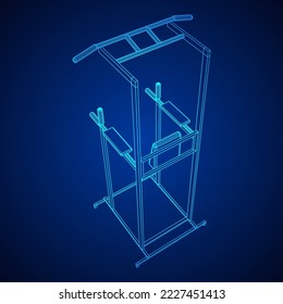 Pull up bar. Upper body workout, bodybuilding exercise. Home gym equipment, sport gear. Wireframe low poly mesh vector illustration