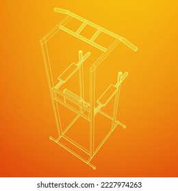 Pull up bar. Upper body workout, bodybuilding exercise. Home gym equipment, sport gear. Wireframe low poly mesh vector illustration