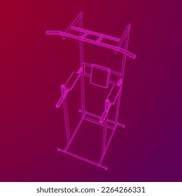 Pull up bar. Upper body workout, bodybuilding exercise. Home gym equipment, sport gear. Wireframe low poly mesh vector illustration
