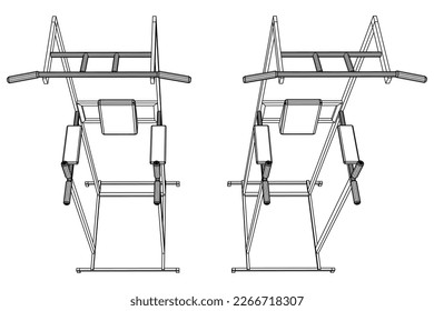 Pull up bar. Upper body workout, bodybuilding exercise. Home gym equipment, sport gear. Wireframe low poly mesh vector illustration